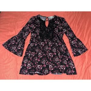 Absolutely Famous Womens Bell Long Sleeve Floral Dress Size Small Above Knee